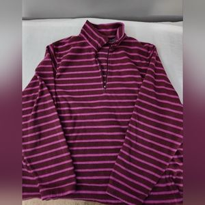 Lands' End Polartec Purple Striped Pullover Fleece